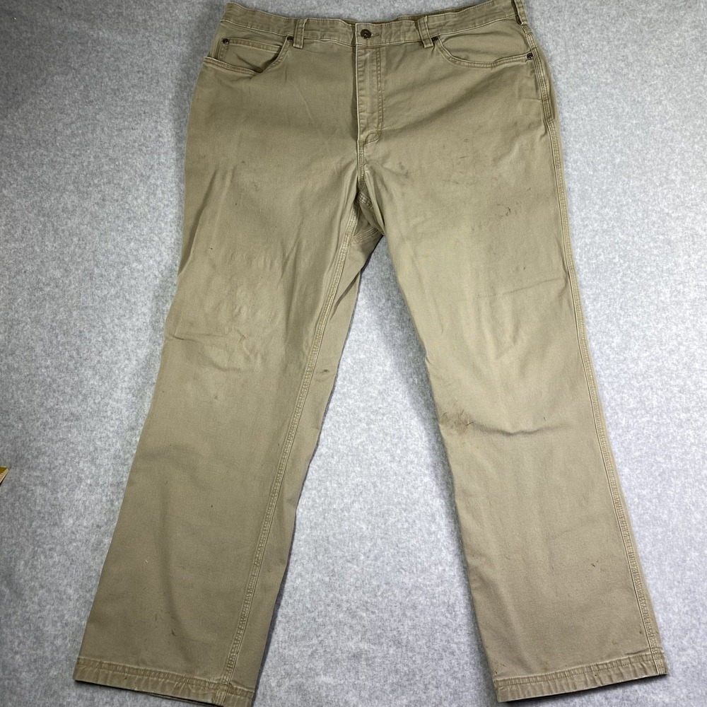 Duluth Trading Flex Firehouse Work Pants Men 38x29 Tan Heavy Duty Canvas Utility